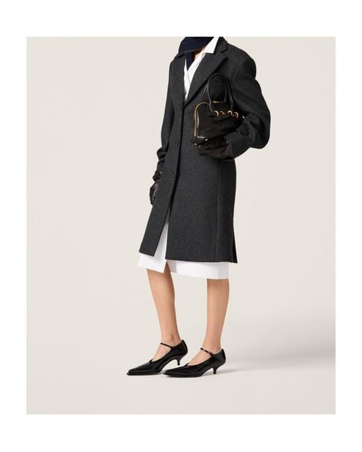 Miu Miu Black Single-Breasted Double Wool Coat