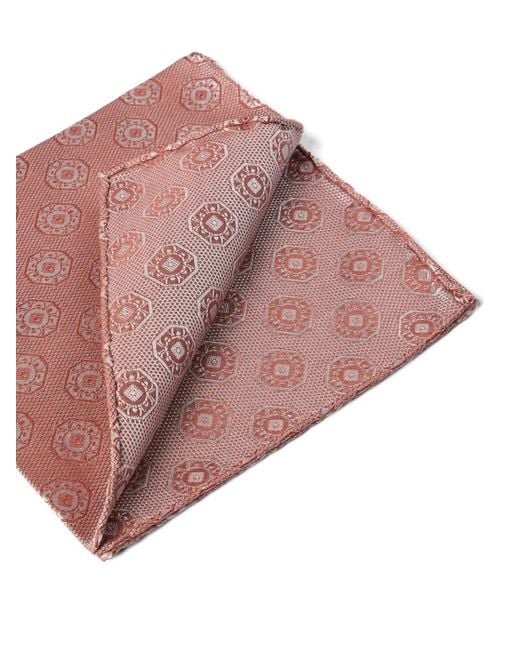 Brunello Cucinelli Pink Medallion Design Pocket Square Scarf for men