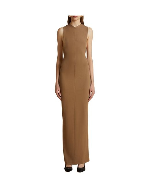 Khaite Brown Terri V-Neck Maxi Dress