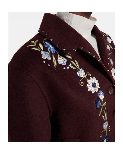 Rixo Purple Embroidered Single-Breasted Casual Jacket