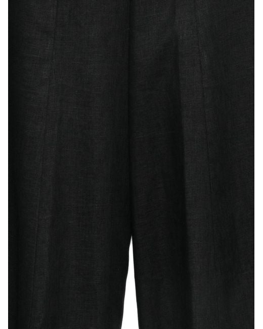 Semicouture Black Kym Linen Trousers