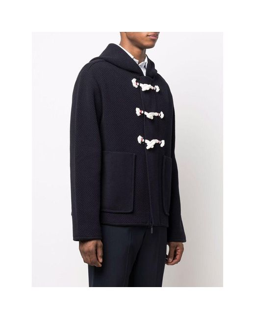 Thom Browne Blue Rwb-Stripe Duffle Jacket for men