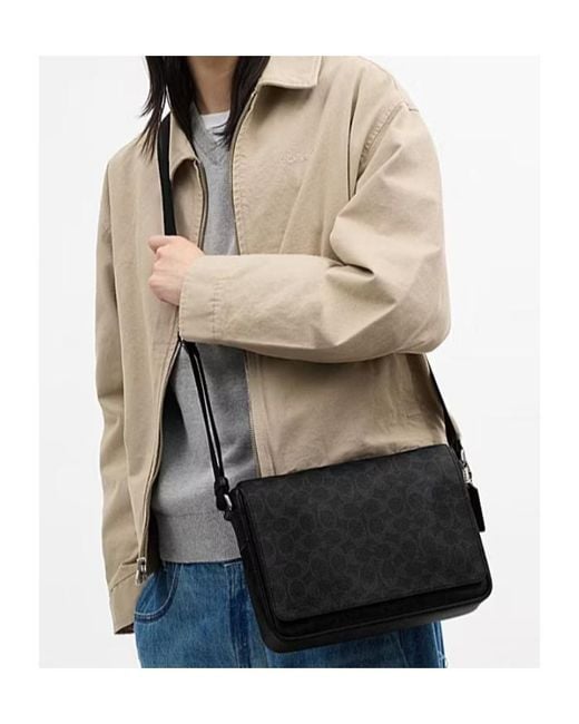 COACH Black Jack Flap Messenger Bag for men