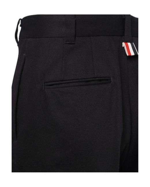 Thom Browne Black Twill Casual Pants for men