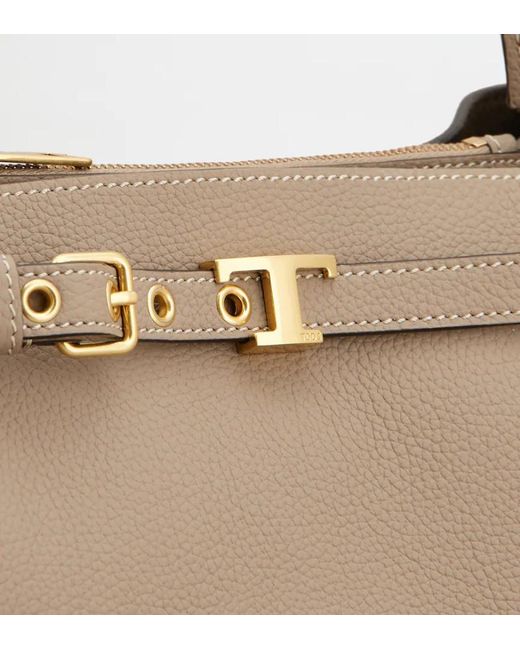 Tod's Natural T-Plaque Belt Detail Tote Bag