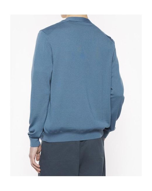 Maison Kitsuné Blue Maison Kitsuné Fox Head Patch Knitted Cardigan for men