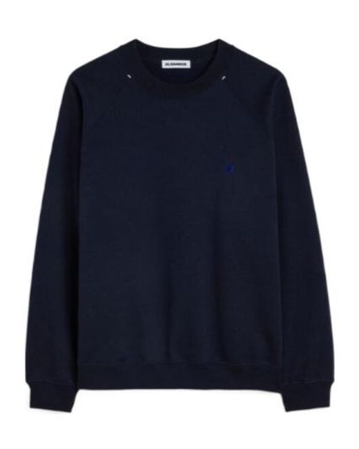 Jil Sander Blue Cashmere Blend Crew-Neck Sweatshirt for men