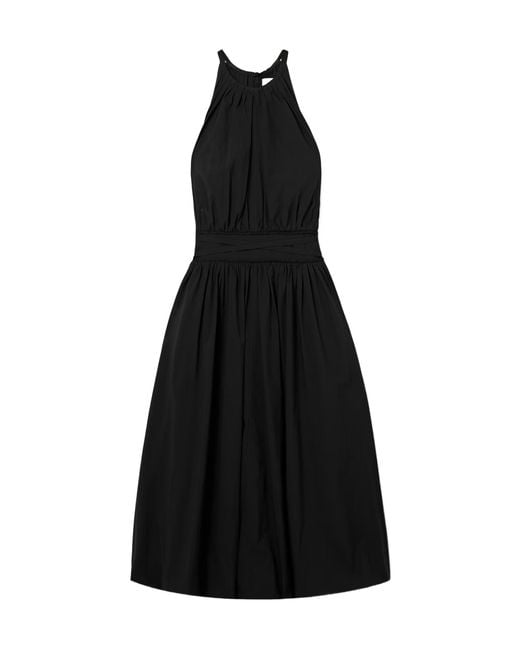 Proenza Schouler Black Wylie Belted Gathered Poplin Midi Dress