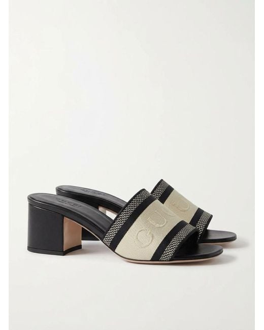 Gucci Black Logo Strap Heeled Sandals