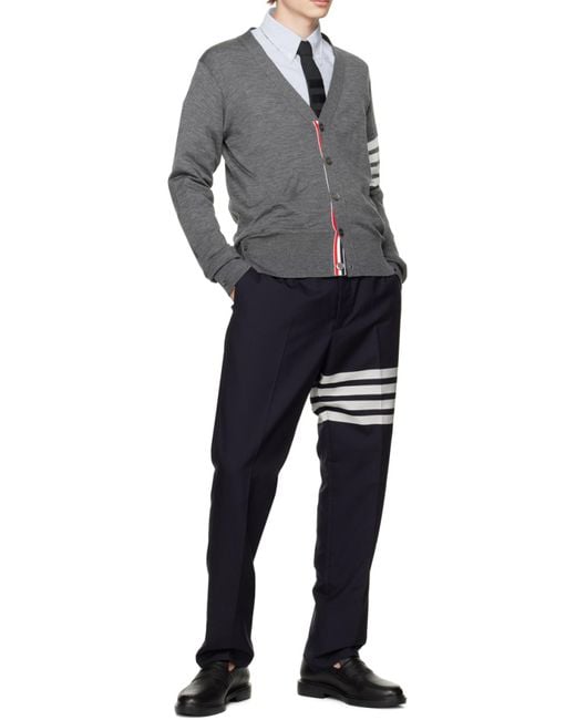 Thom Browne Blue Long-Sleeved Striped Detail Shirt for men