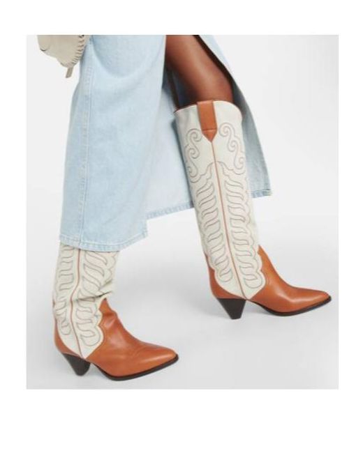 Isabel Marant Multicolor Liela Leather And Suede Cowboy Boots