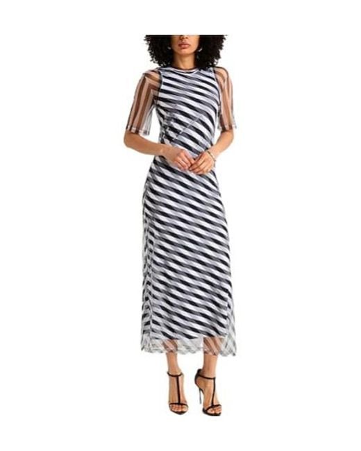 Sportmax White Fitted Striped Dress