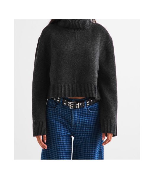 Ganni Black Slim-Fit High-Neck Knit Sweater