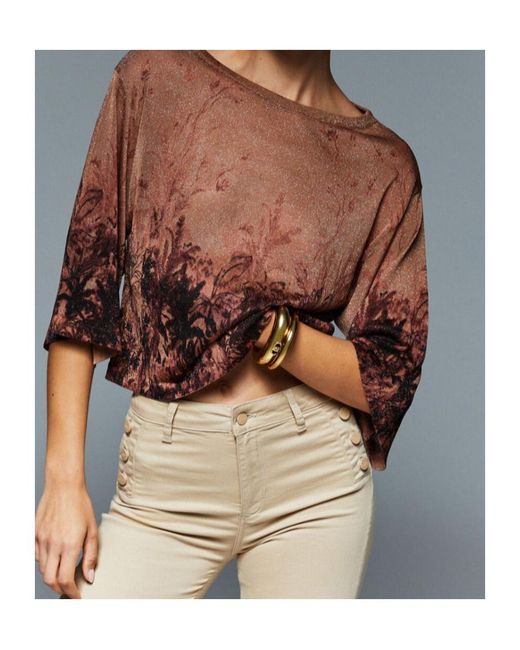 Liu Jo Brown Printed Jumper