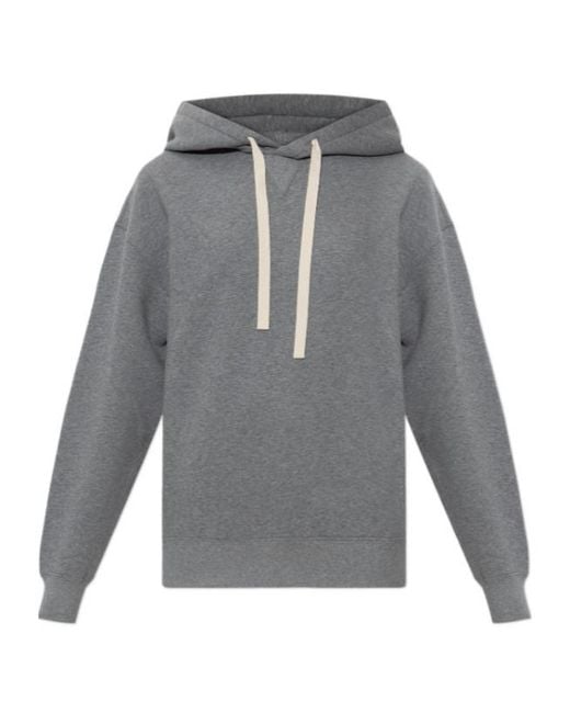 Jil Sander Gray Logo Printed Drawstring Hoodie