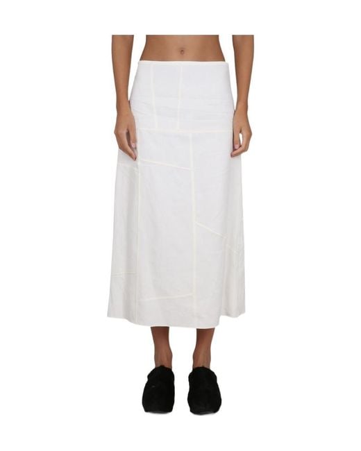 Jil Sander White High-Waist Flared Midi Skirt