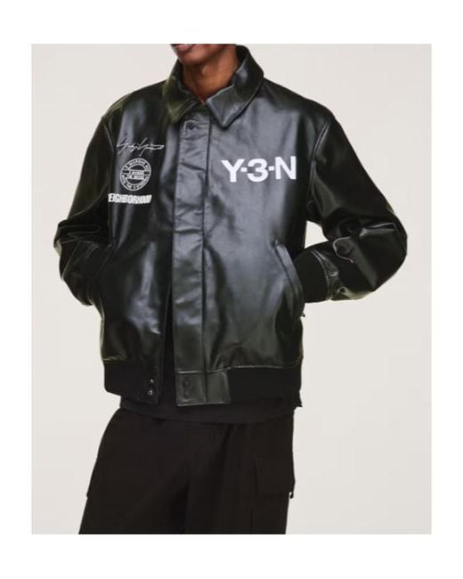 Y-3 Black Logo Print Bomber Jacket for men