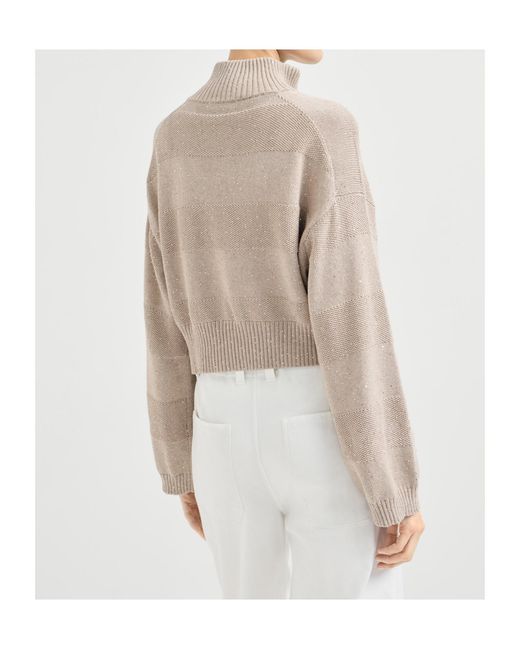 Brunello Cucinelli Natural Stripe Cardigan