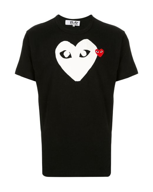 COMME DES GARÇONS PLAY Black Comme Des Garçons Play Logo Detailed Crewneck T-Shirt for men