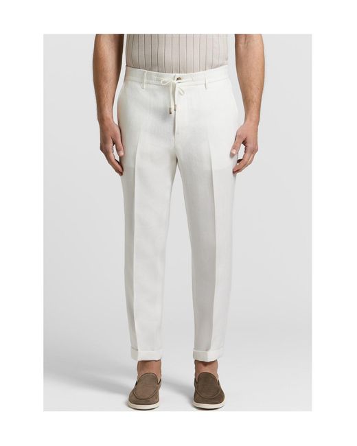 Peserico White Drawstring Tailored Trousers for men