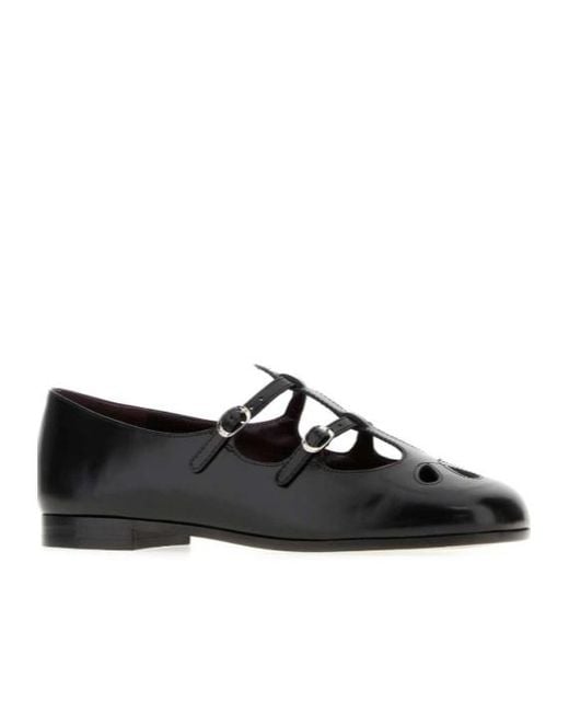 Tory Burch Black Leather Ballerinas