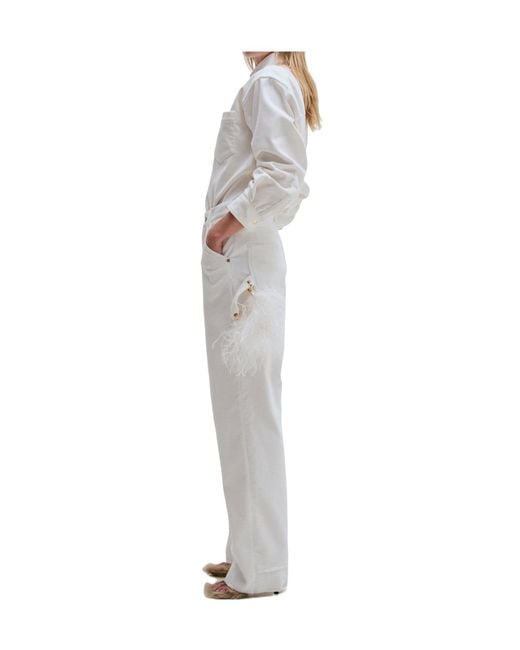 DARKPARK Gray Lisa Feather Trim Carpenter Pants
