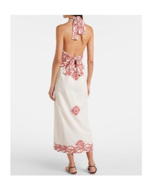 Johanna Ortiz Pink Printed Cotton Midi Dress