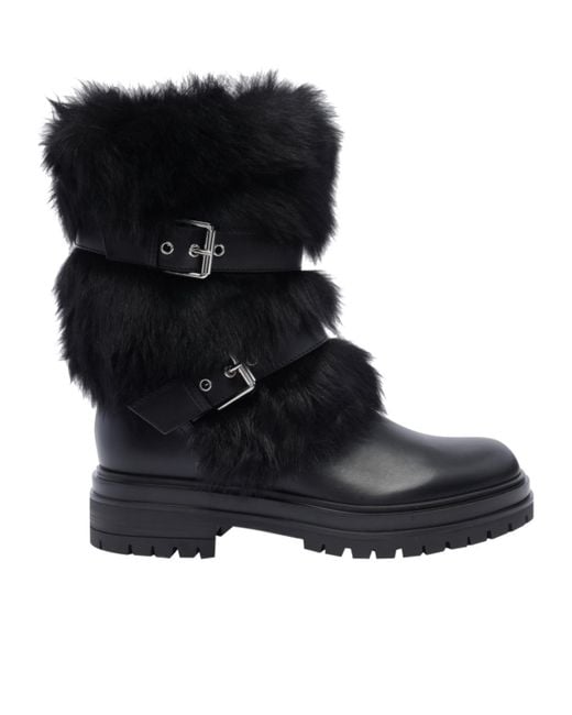 Gianvito Rossi Black Maverick Buckle Detailed Biker Boots