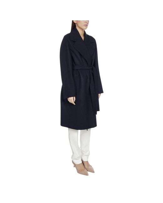 Max Mara Blue Doppia Girdle Coat