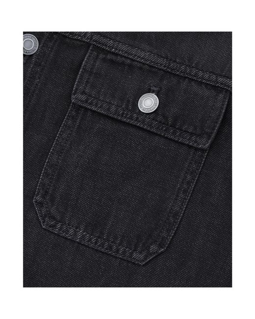 Michael Kors Black Buttoned Curved Hem Denim Shirt