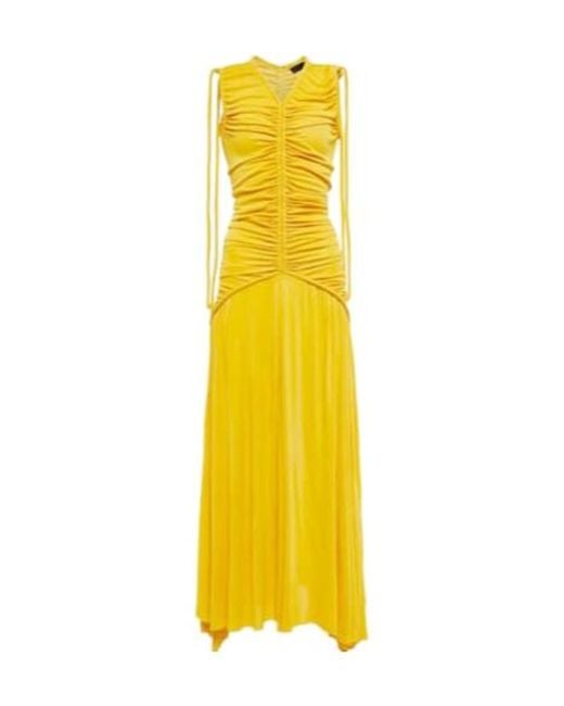 Proenza Schouler Yellow Ruched Jersey Maxi Dress