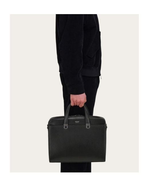 Ferragamo Black Ferragamo Gancini Top Handle Briefcase for men