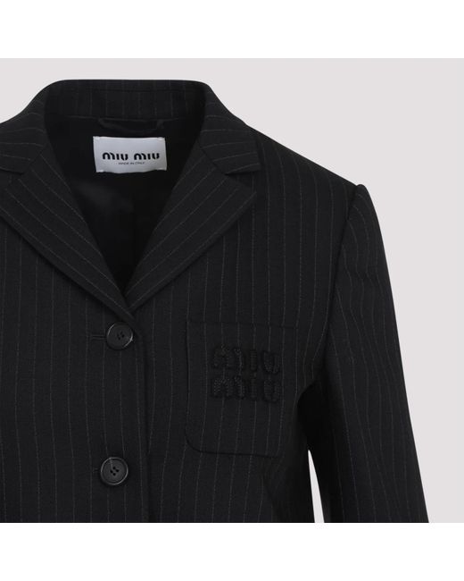 Miu Miu Black Pinstriped Jacket