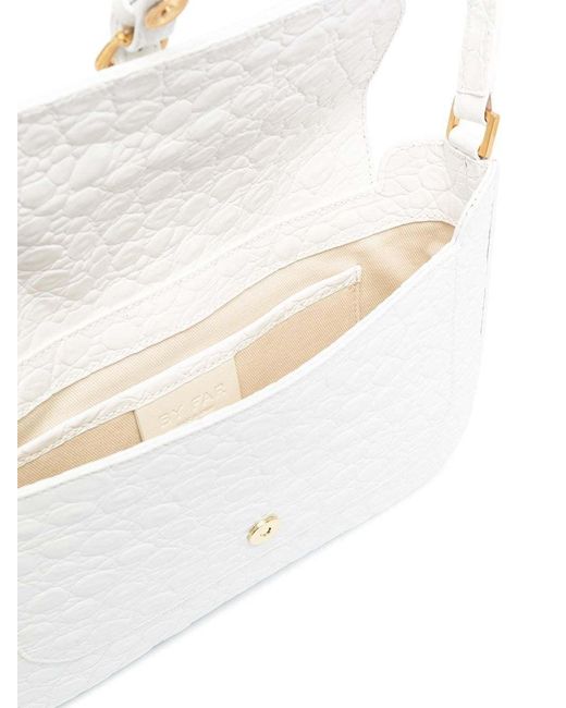 By Far White Miranda Crocodile-Effect Shoulder Bag