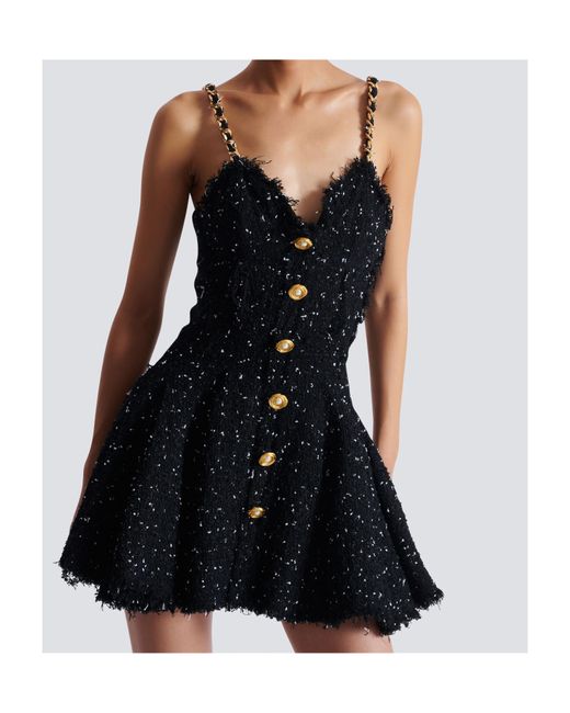 Balmain Black Tweed Mini Dress