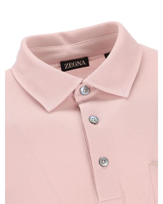 Zegna Pink Short-Sleeved Buttoned Polo Shirt for men