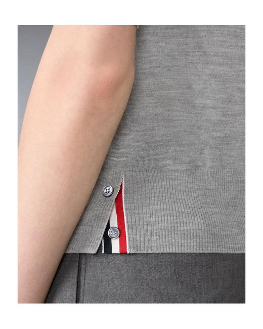 Thom Browne Gray 4 Bar Sheer Sleeved Fine-Knitted T-Shirt