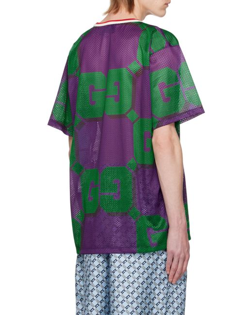 Gucci Green All-Over Perforated Graphic Printed T-Shirt for men