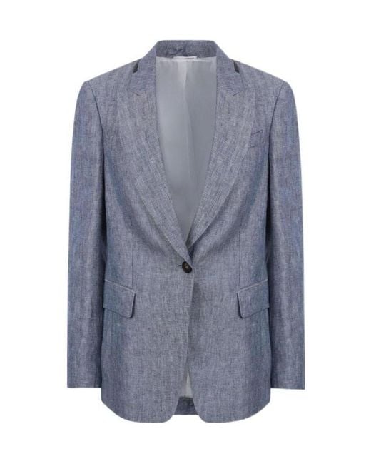 Brunello Cucinelli Blue Tailored Buttoned Jacket