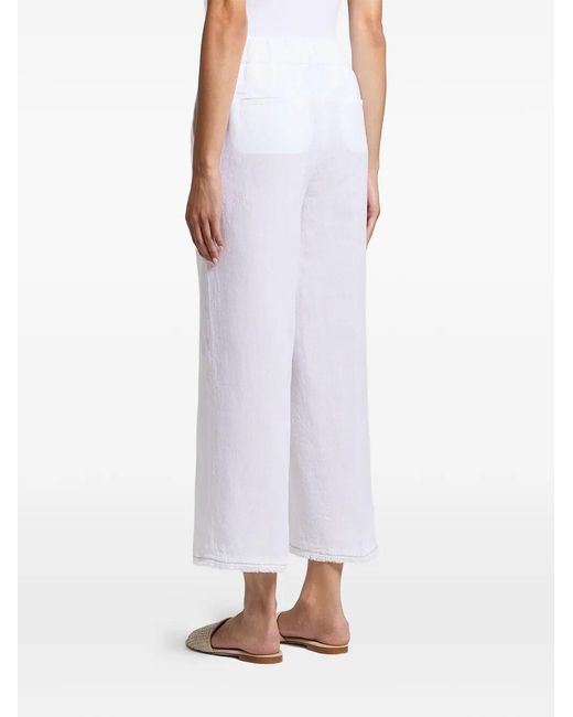 Peserico White Elastic-Waist Straight-Leg Pants