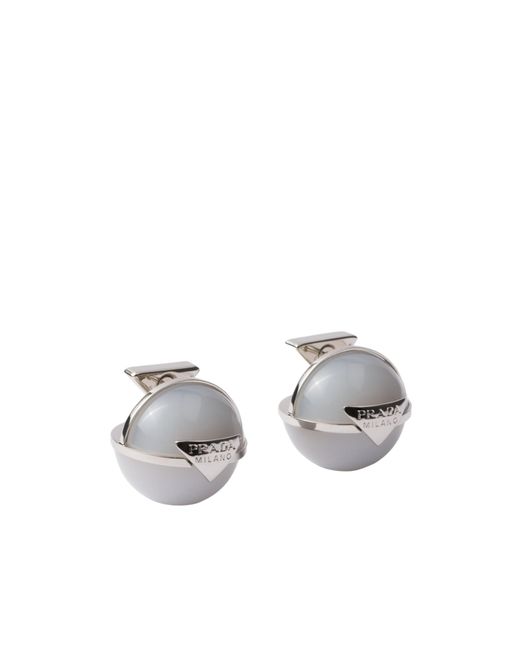 Prada Metallic Metal And Plexiglas Earrings