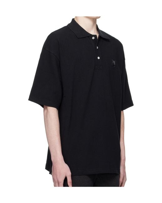 Maison Kitsuné Black Fox-Patch Polo Shirt for men