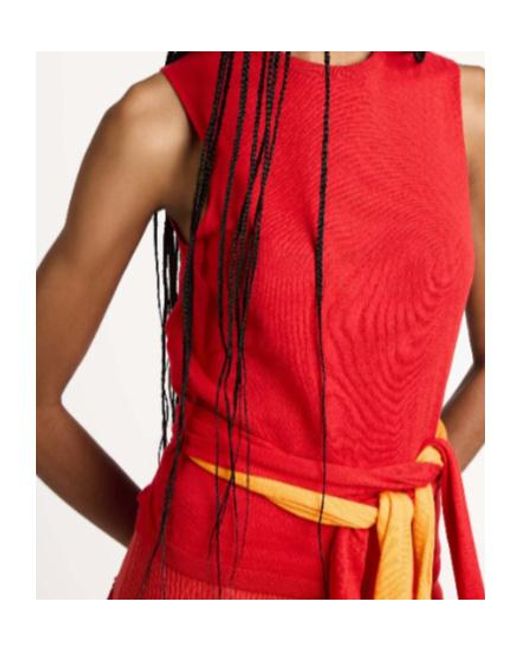 J.W. Anderson Red Jw Anderson Tie-Waist Knitted Top