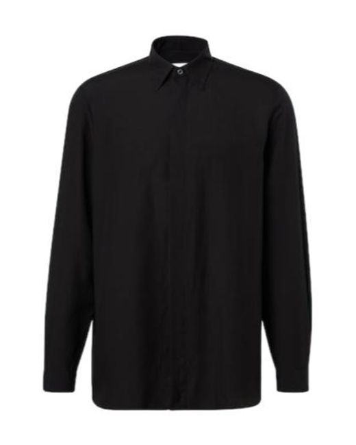 Lardini Black Tencel And Linen Shirt for men