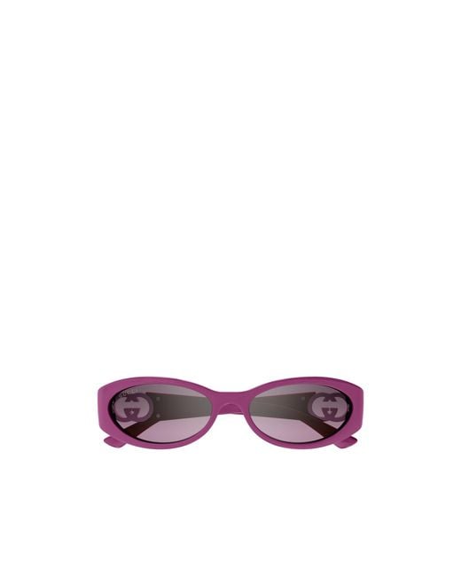 Gucci Purple Eyewear Oval Frame Sunglasses