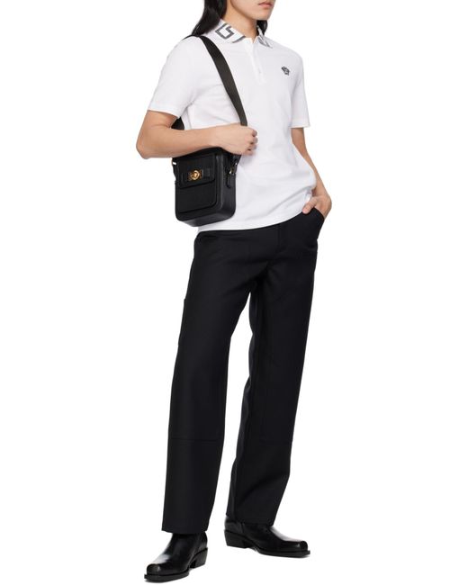 Versace Black Medusa-Plaque Zipped Shoulder Bag for men