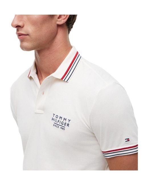 Tommy Hilfiger White Short Sleeve Polo Shirt for men