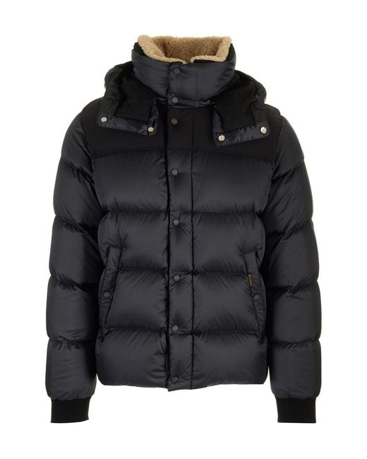 Moorer Black Hooded Quilted Down Jacket for men