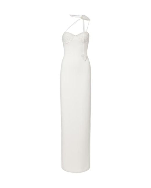 David Koma White Embroidered Gown