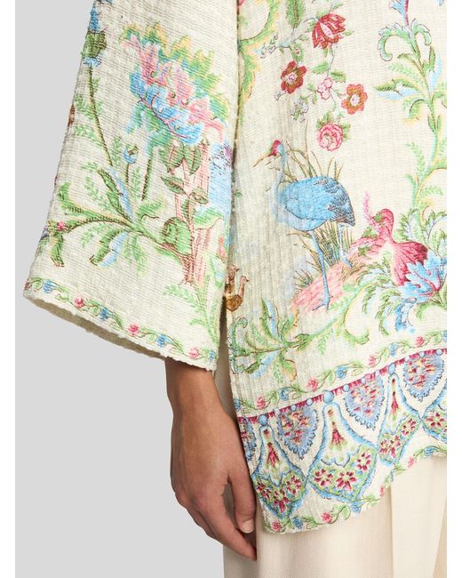 Etro White Printed Short Sleeves Blouse